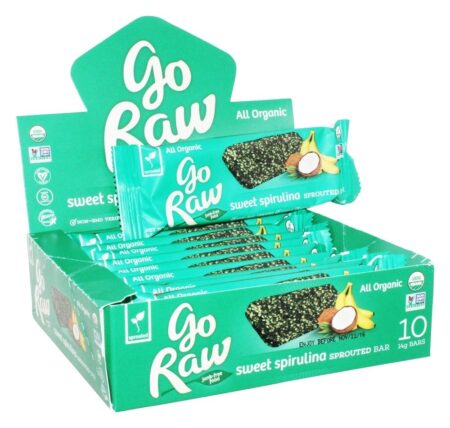 Barras Sprouted Orgânicas Spirulina Doce De Caixa - 10 Barras Go Raw