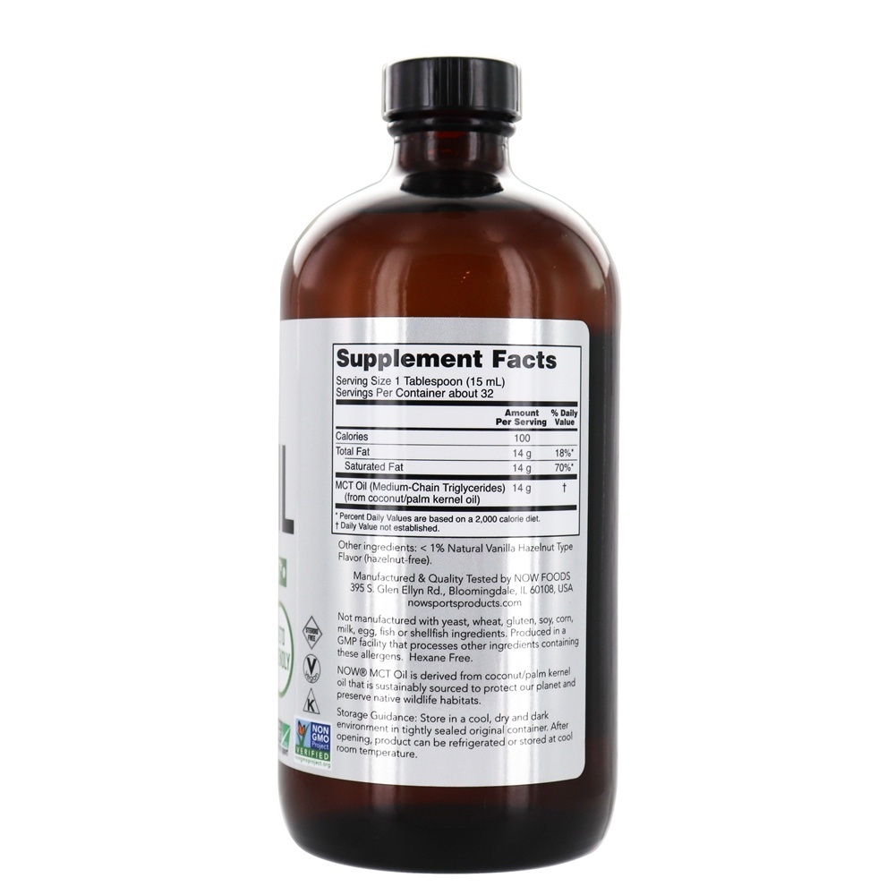 NOW Sports MCT Óleo Baunilha Avelã - 16 fl. oz. NOW Foods - Imagem 2