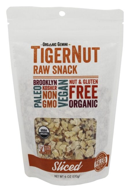 Snack cru orgânico TigerNut fatiado - 6 oz. Organic Gemini