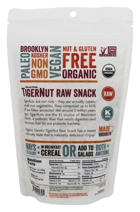 Snack cru orgânico TigerNut fatiado - 6 oz. Organic Gemini - Image 2