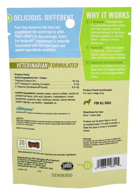 Tratamentos de acalmação para cães de todos os tamanhos - 30 Mastigação (s) Pet Naturals of Vermont - Image 2