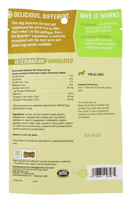 Pele + Casaco para Cães de Todos os Tamanhos - 30 Mastigação (s) Pet Naturals of Vermont - Image 2