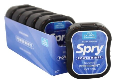 Spry extra forte xilitol poder hortelã caixa de hortelã - 6 Pacote (s) Xlear