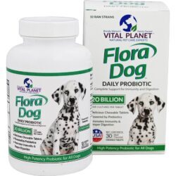 Flora Cachorro com carne probiótica diária com sabor de 20 milhões de CFU - 30 comprimidos mastigáveis Vital Planet