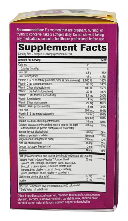 Alive! Multivitamínico Pré-Natal Completo Sabor de Frutas - 60 Cápsulas Vegetarianas Nature's Way - Image 2