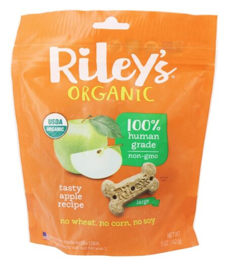 O cão orgânico de osso grande trata a receita da Apple - 5 oz. Riley's Organics