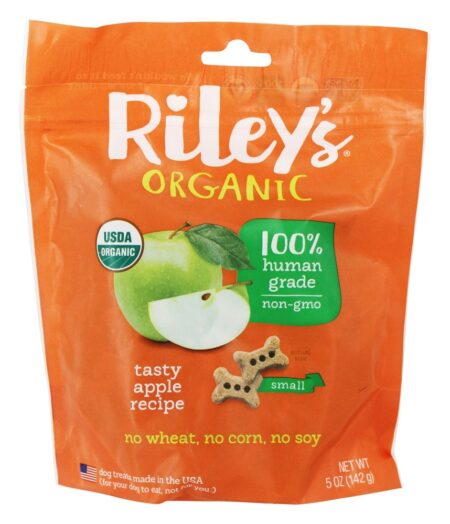 Cão de osso pequeno orgânico trata receita de maçã - 5 oz. Riley's Organics