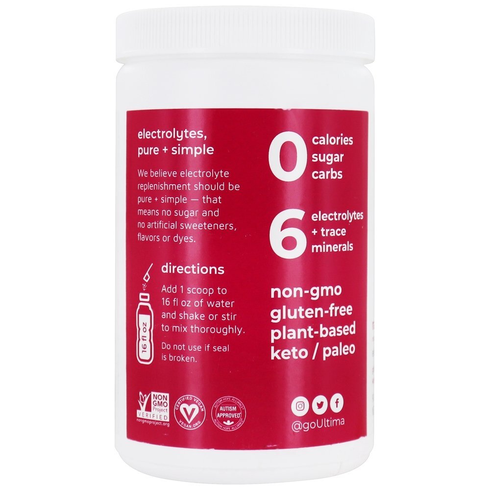 Ultima Repositor Eletrólito Pó 90 Porções Framboesa - 10.2 oz. Ultima Health Products - Imagem 4