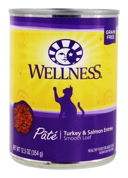 Grão Livre Alisar Pão Cabeça Gato Comida Peru & Salmão Entrada - 12.5 oz. Wellness Pet