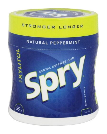 Spry mais forte mais natural Natural xilitol Gum Peppermint - 55 Peça (s) Xlear