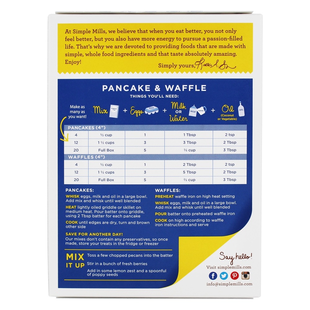 Naturalmente sem glúten Pancake & waffle mistura de farinha de amêndoa - 10.7 oz. Simple Mills - Imagem 3