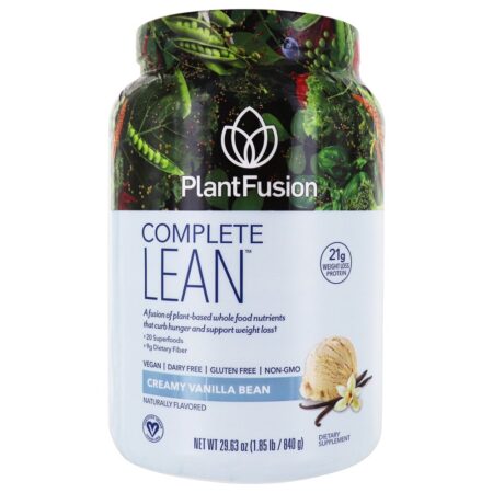 Feijão de baunilha de proteína vegetal magra completo - 29.63 oz. PlantFusion