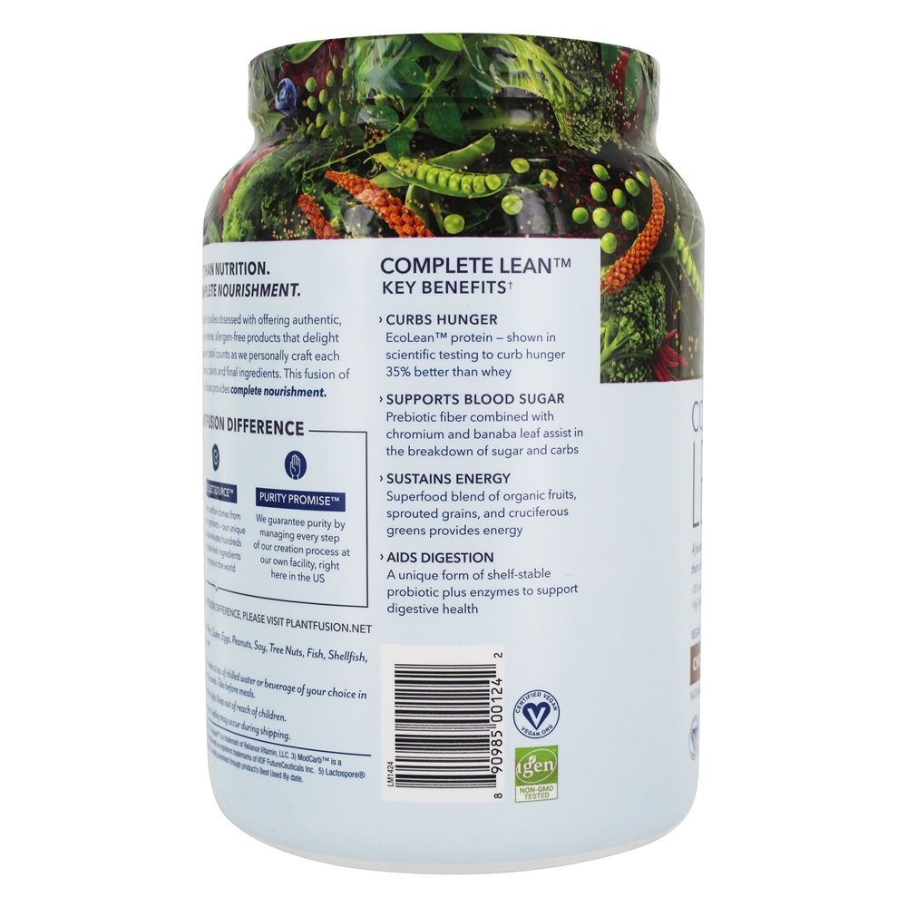 Completa Proteína Vegetal Lean Chocolate Brownie - 1.85 lb. PlantFusion - Imagem 4