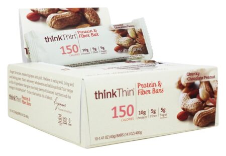 thinkthin Inclinar Proteína & Fibra Barras Caixa Chunky Chocolate Amendoim - 10 Barras Think Products