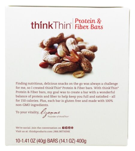 thinkthin Inclinar Proteína & Fibra Barras Caixa Chunky Chocolate Amendoim - 10 Barras Think Products - Image 3