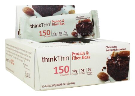 thinkthin Inclinar Proteína & Fibra Barras Caixa Chocolate Amêndoa Bolo de chocolate - 10 Barras Think Products