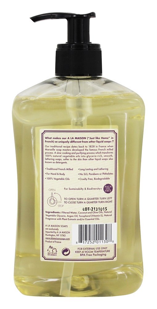 Tradicional Francês Moído Líquido Mão & Corpo Sabão Figo & Manjericão - 16.9 fl. oz. A La Maison - Imagem 2