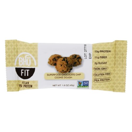 Proteína Vegan Ervilha Chip De Chocolate Superalimento + Massa De Biscoito - 1.6 oz. Bhu Fit