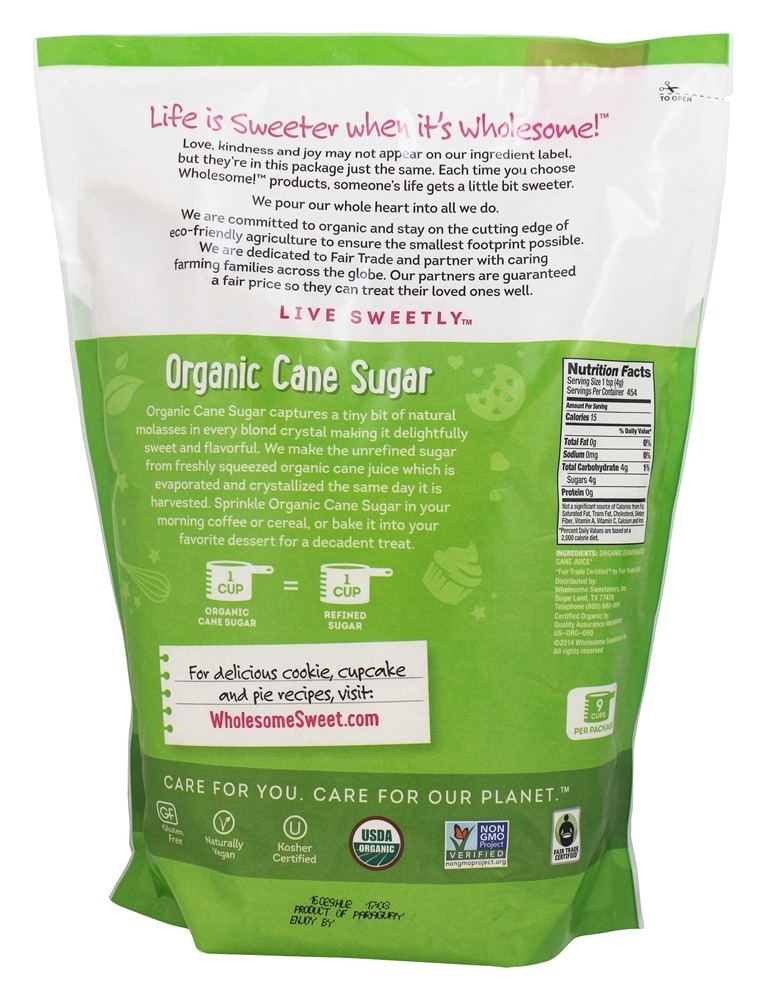 Açúcar de cana orgânico - 4 lbs. Wholesome! - Imagem 2