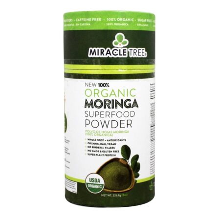 100 % Orgânico Moringa Superfood Powder - 226.8 Gramas Miracle Tree