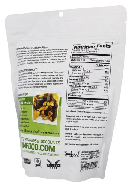 Manga Fatias Cru Orgânico - 8 oz. Sunfood Superfoods - Image 2