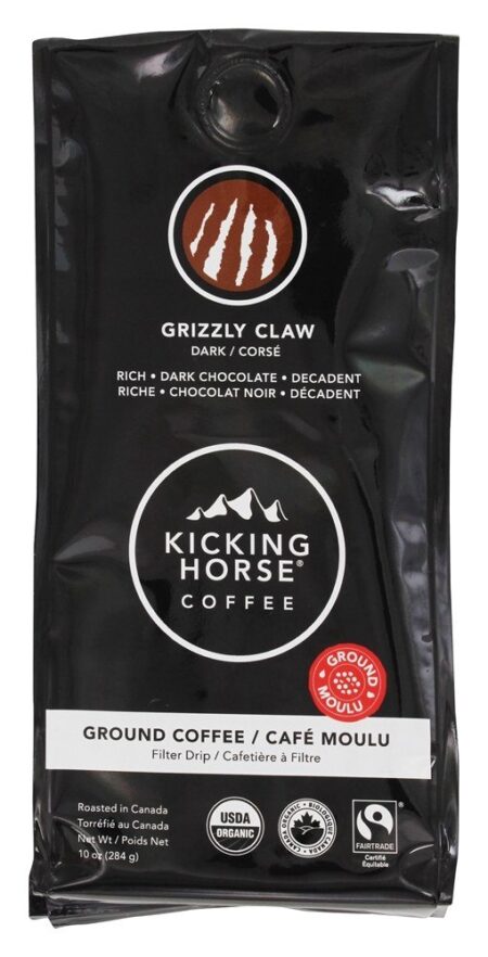 Orgânica Fairtrade Café Moído Grizzly Garra Dark Roast - 10 oz. Kicking Horse Coffee