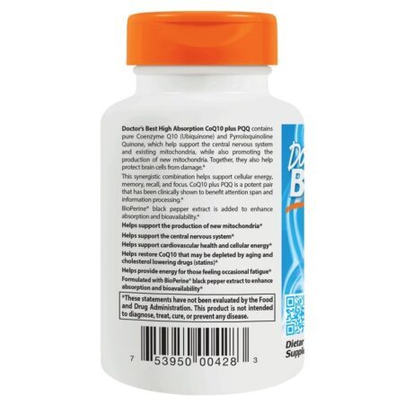 CoQ10 + PQQ com BioPerine Alta Absorção - Cápsulas vegetarianas 60 Doctor's Best - Imagem 3