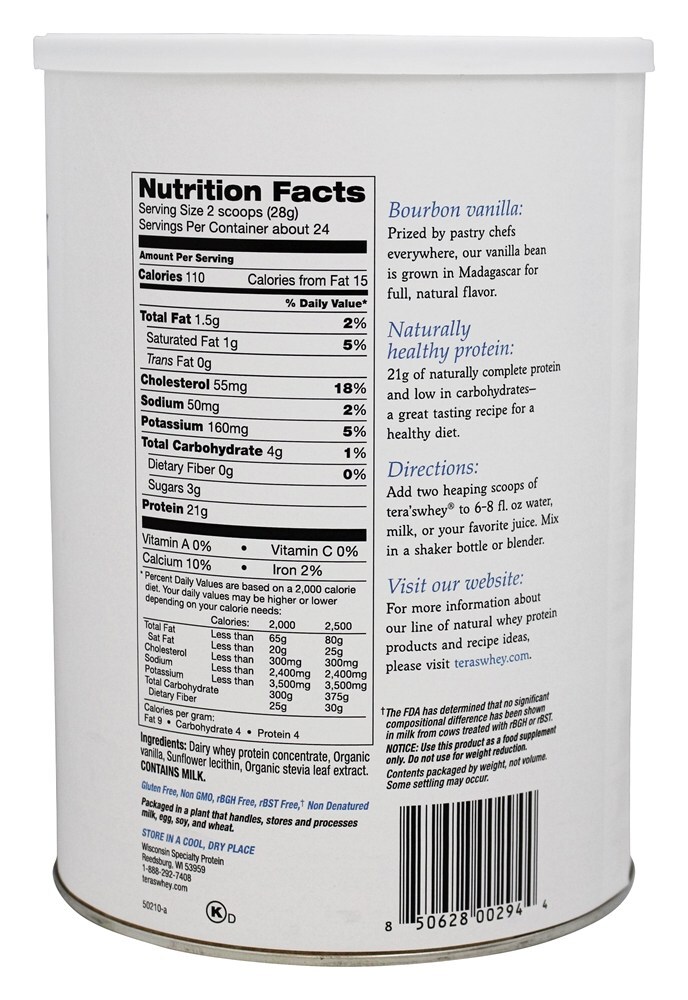Simplesmente Pure Grama Alimentado Soro de leite coalhado Proteína Bourbon Baunilha - 24 oz. Tera's Whey - Imagem 2