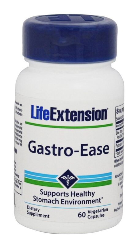 Gastro-Ease Suporta Ambiente Saudável do Estômago - Cápsulas vegetarianas 60 Life Extension