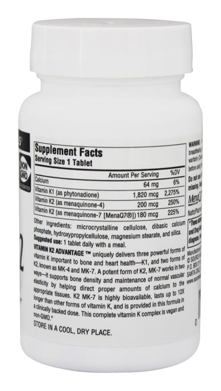 Vantagem de vitamina K2 2200 mcg. - 120 Tablets Source Naturals - Image 2