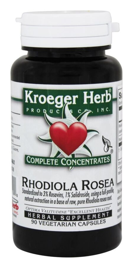 Concentrado Completo de Rhodiola Rosea - Cápsulas vegetarianas 90 Kroeger Herbs