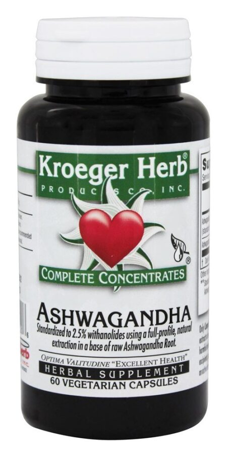 Concentrado Completo Ashwagandha - Cápsulas vegetarianas 60 Kroeger Herbs