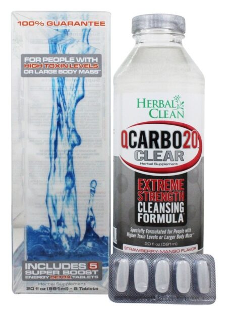 Herbal Limpo QCarbo20 Limpar Extrema Força Fórmula de Limpeza Sabor Morango-Manga - 20 oz. BNG Enterprises