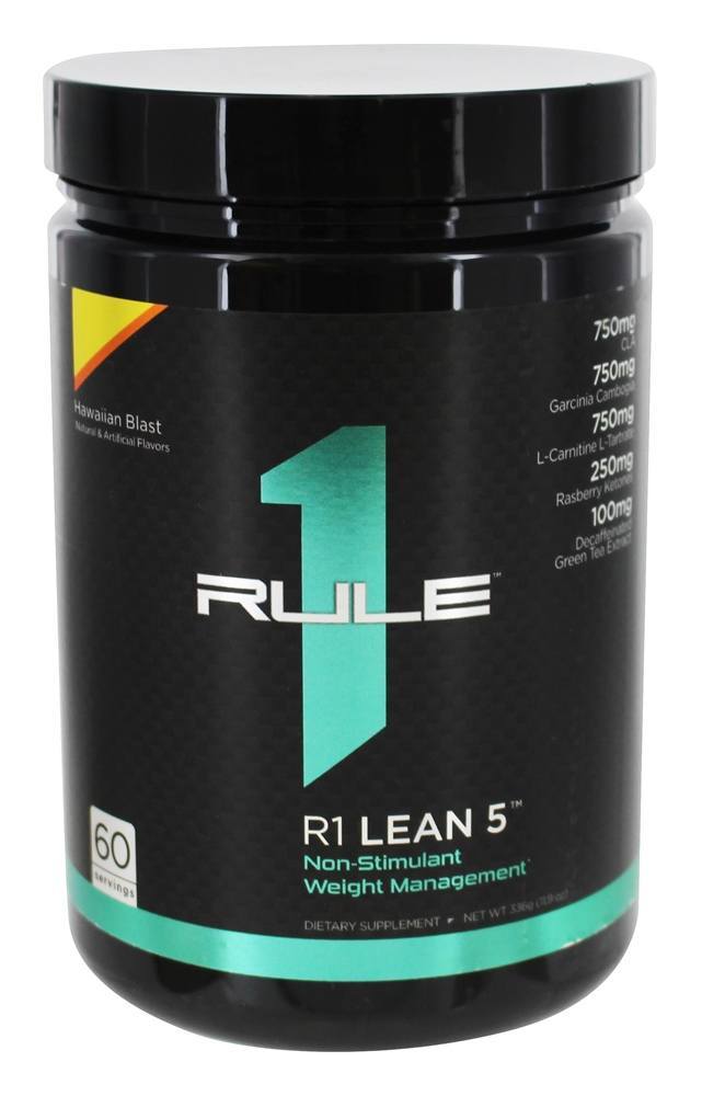 R1 Lean 5 Gerenciamento de Peso Não-Estimulante 60 Porções de Explosão Havaiana - 336 Gramas Rule One Proteins