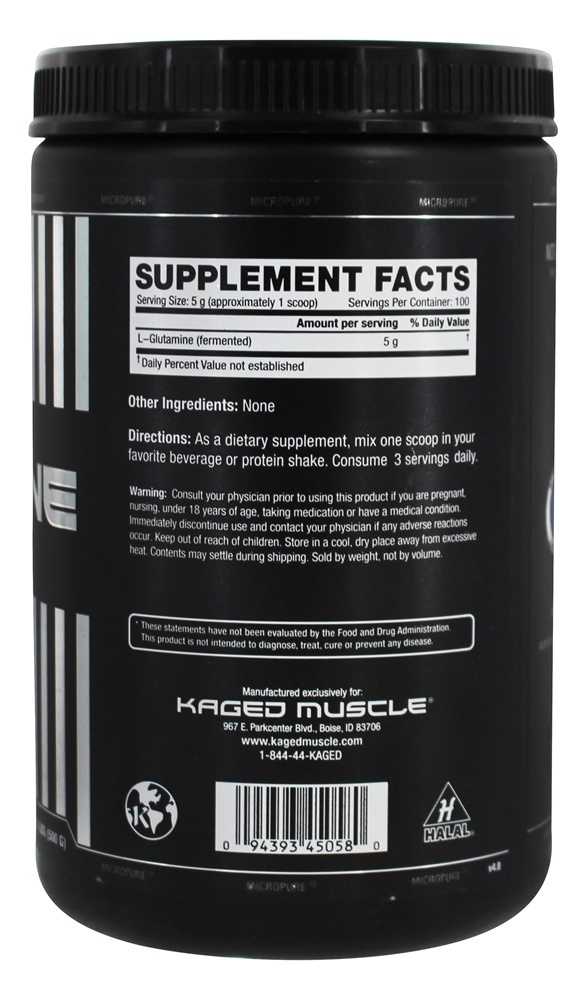 Grau farmacêutico de glutamina sem sabor - 1.1 lbs. Kaged Muscle - Imagem 2