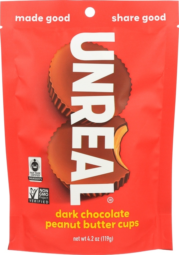 Copos De Manteiga De Amendoim De Chocolate Escuro - 4 oz. Unreal