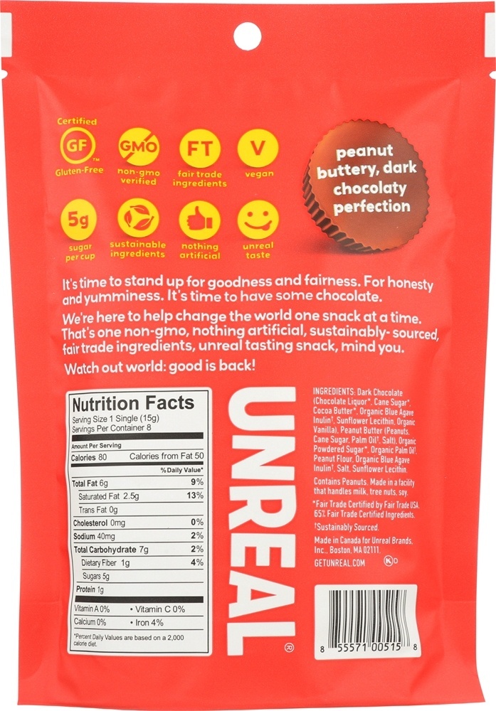 Copos De Manteiga De Amendoim De Chocolate Escuro - 4 oz. Unreal - Imagem 2