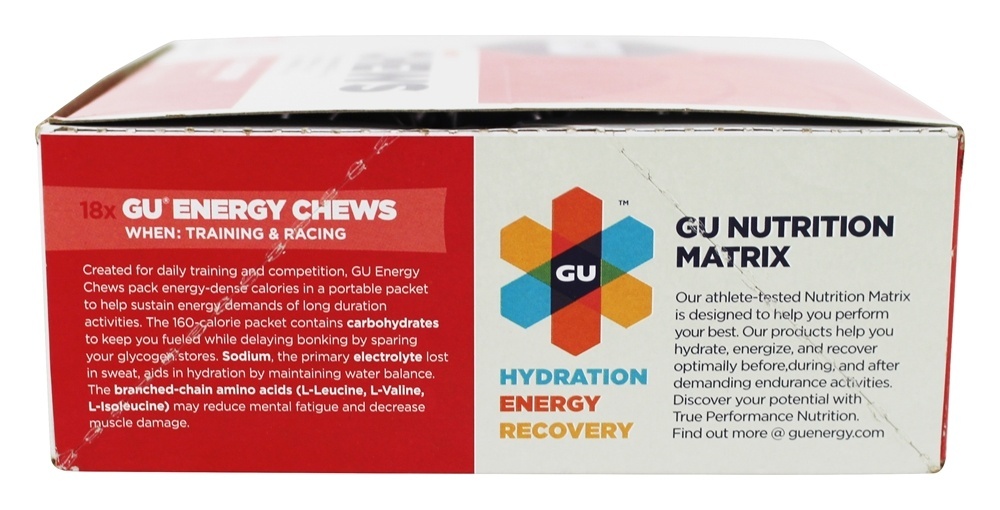 Caixa de mastigação de energia Morango - 18 Pacotes (s) GU Energy - Imagem 3