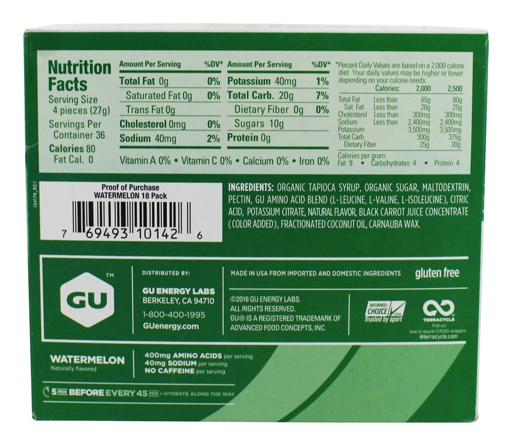 Energy Chees Box Melancia - 18 Pacotes (s) GU Energy - Imagem 2