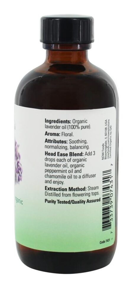 100% Pure & Orgânico Essencial óleo Lavanda - 4 fl. oz. NOW Foods - Image 2