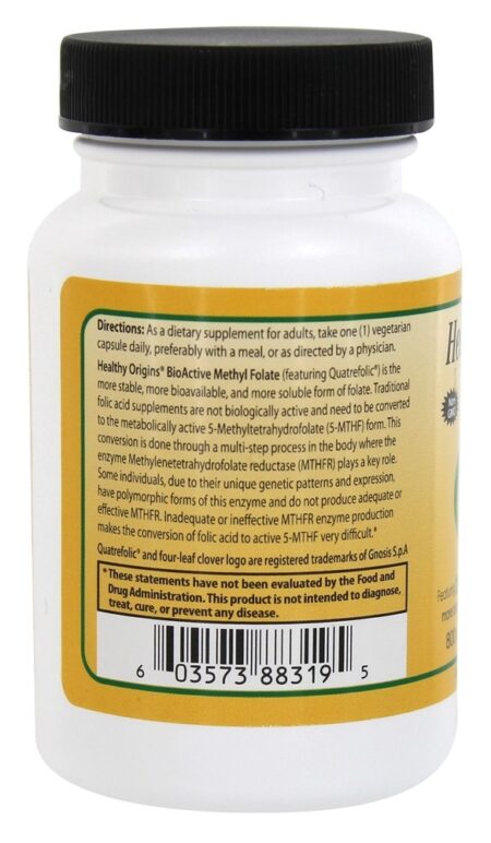 Folato de Metila Bioativo 800 mcg. - Cápsulas vegetarianas 120 Healthy Origins - Image 3