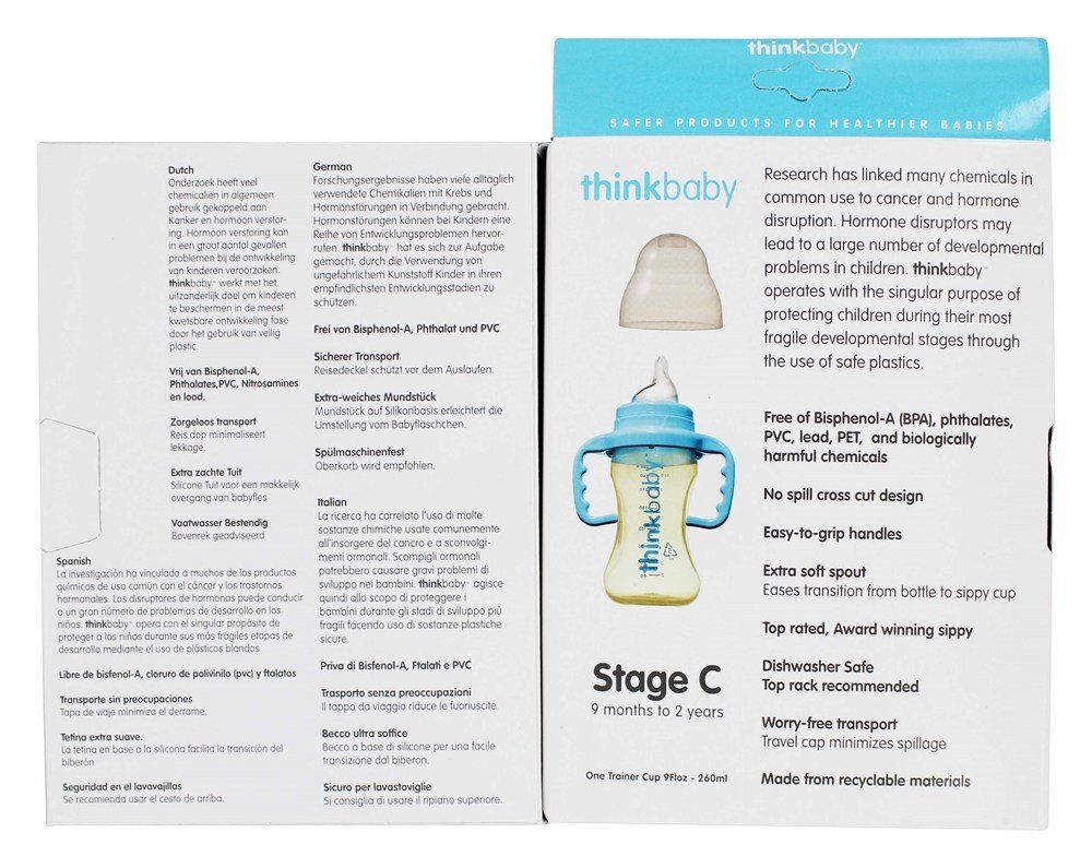 Sippy Copo Etapa C 9 Mês para 2 Anos Luz Azul - 9 oz. Thinkba - Imagem 3