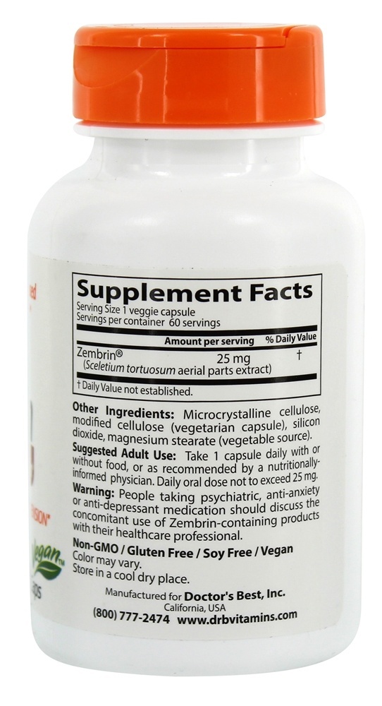 Calma com Zembrin 25 mg. - 60 Cápsula (s) vegetal (s) Doctor's Best - Imagem 2