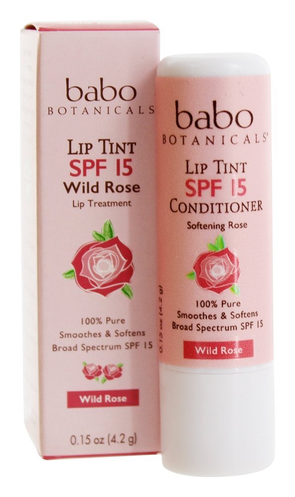 Lábio Matiz Condicionador Selvagem Rosa 15 SPF - 0.15 oz. Babo Botanicals
