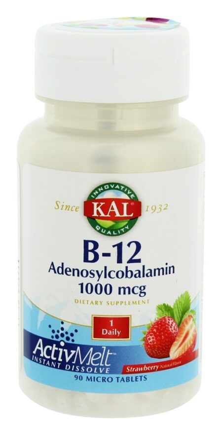 Vitamina B12 Adenosilcobalamin ActivMelt Morango 1000 mcg. - 90 Tablets Kal