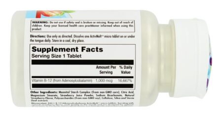 Vitamina B12 Adenosilcobalamin ActivMelt Morango 1000 mcg. - 90 Tablets Kal - Image 2