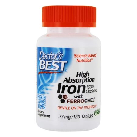 Ferro de Alta Absorção 100 % Quelatado com Ferrochel 27 mg. - 120 Tablet (s) Doctor's Best