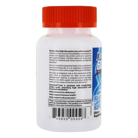 Ferro de Alta Absorção 100 % Quelatado com Ferrochel 27 mg. - 120 Tablet (s) Doctor's Best - Image 3