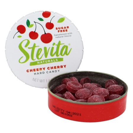 Doces duros adoçados com cereja Stevia Cheery - 1.4 oz. Stevita