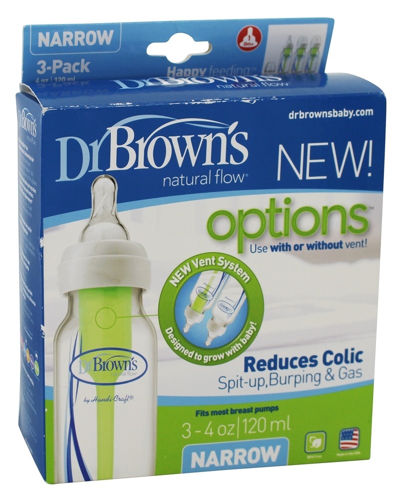 Frascos de opções de fluxo natural 0 Meses + 3 Pacote - 4 oz. Dr. Brown's